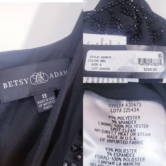New BETSY AND ADAM Black Beaded Long Gown 8 - Picture 6 of 13